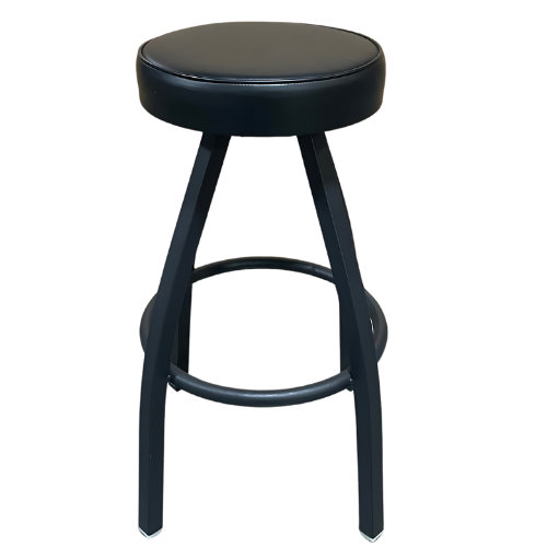 Picture of No Back Barstool Black Textured Single Ring Base with Round Vinyl Seat