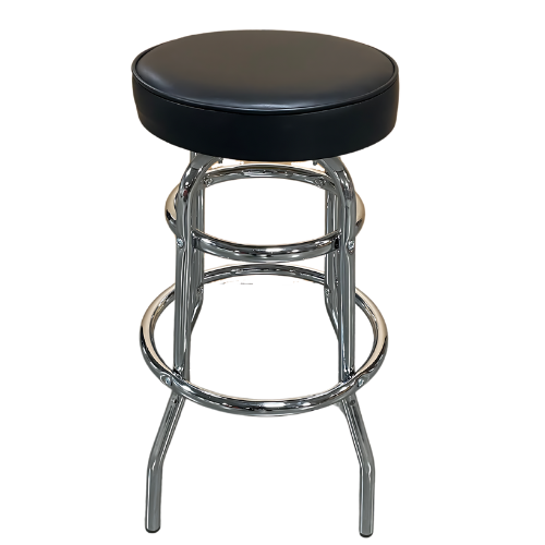 Picture of No Back Barstool Double Chrome Ring Base with Round Vinyl Seat