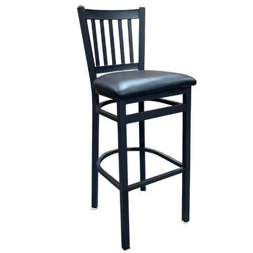 Picture of Vertical Ladderback Barstool Textured Black Frame With Vinyl Seat