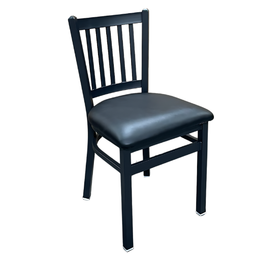 Picture of Vertical Ladderback Chair Textured Black Frame With Vinyl Seat