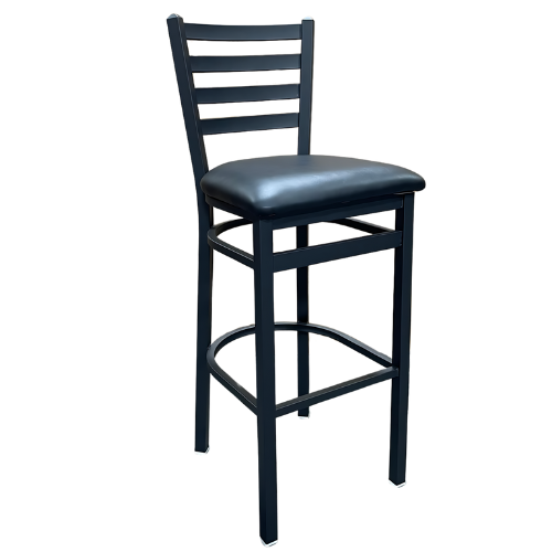 Picture of Ladderback Barstool Textured Black Frame with Vinyl Seat