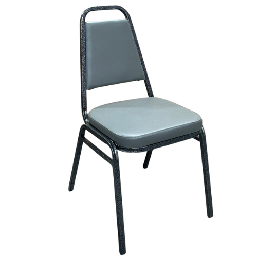 Picture of Standard Stack Chair Gray Vinyl Silver Vein Frame