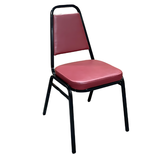 Picture of Standard Stack Chair Burgundy Vinyl Black Frame