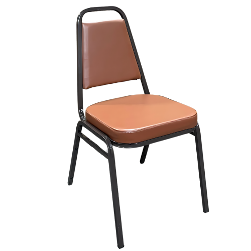 Picture of Standard Stack Chair Brown Vinyl Brown Frame