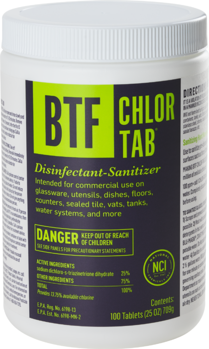 Picture of NATIONAL CHEMICALS B-T-F CHLOR-TAB SANITIZING TABLETS, 100 TABS