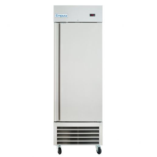 Picture of Empura E-KB27F 26.8" One-Section Stainless Steel Reach-In Freezer with 1 Full-Height Solid Door - 17.8 Cu Ft, 115 Volts